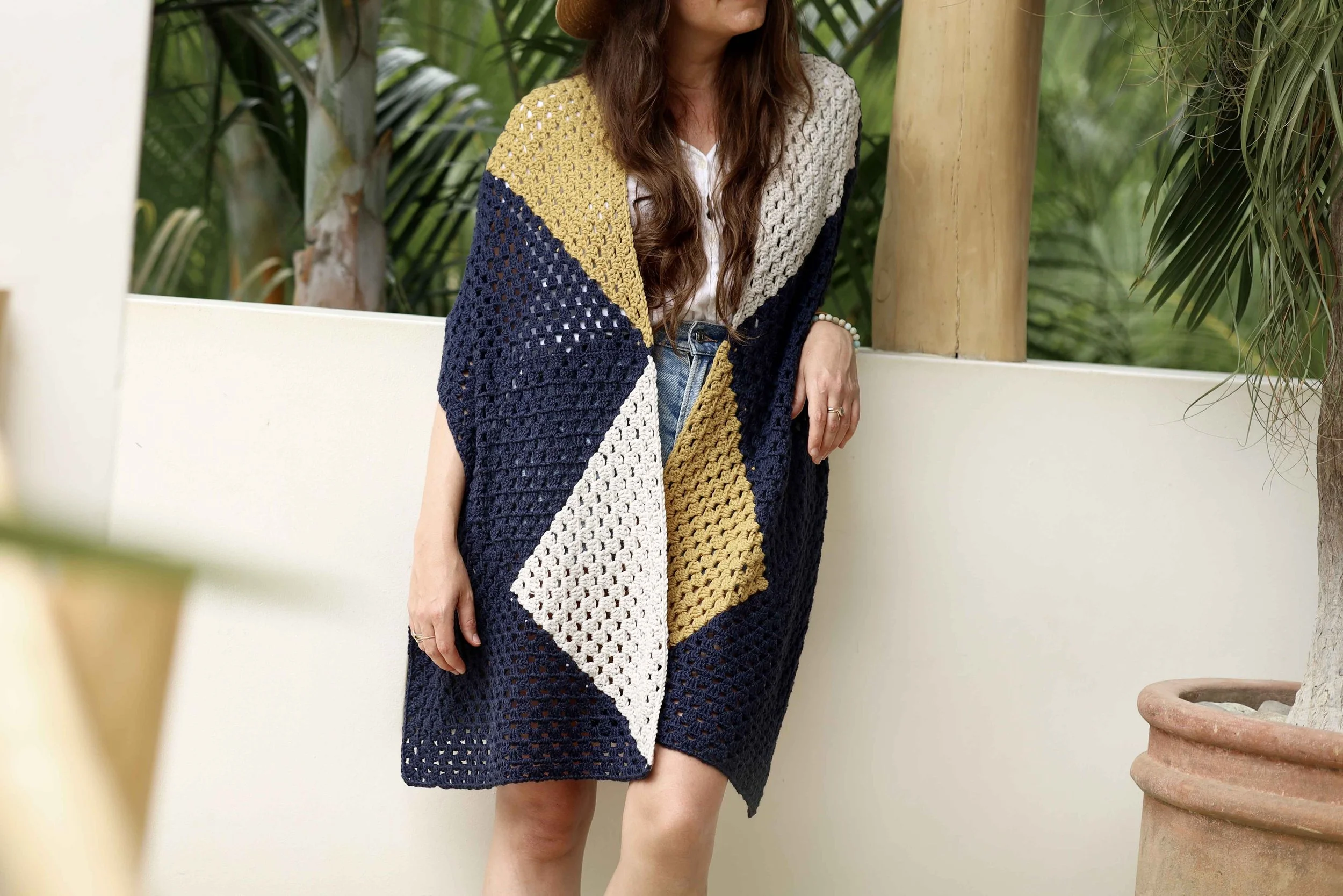 Geometry Wrap FREE Crochet Pattern in Color Theory Yarn